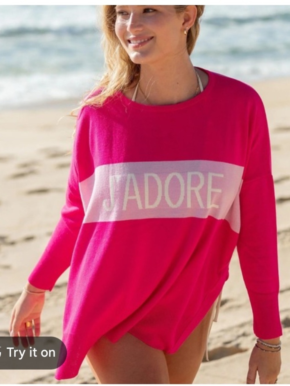 Mersea Amour Hot Pink J'Adore Sweater - Picture 3 of 12